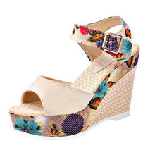 Load image into Gallery viewer, Sexy High Wedge Heel Thick Crust Flower Sandals - SexyBling