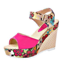 Load image into Gallery viewer, Sexy High Wedge Heel Thick Crust Flower Sandals - SexyBling