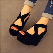 Load image into Gallery viewer, High-Heeled Classic Lacing Open Toe Platform Wedges Shoes - SexyBling