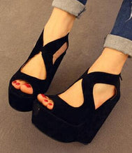 Load image into Gallery viewer, High-Heeled Classic Lacing Open Toe Platform Wedges Shoes - SexyBling