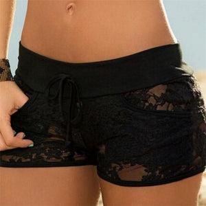 Sexy Drawstring Hollow Out Panty Shorts - SexyBling