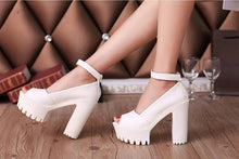 Load image into Gallery viewer, Open Toe Thick High-heeled Bowtie Women's Shoes - SexyBling