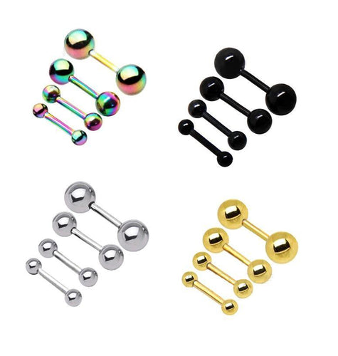 Stainless Steel Ball Barbell Earrings - SexyBling