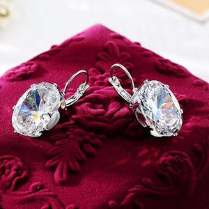 Silver Plated Zircon Hoop Earrings - SexyBling