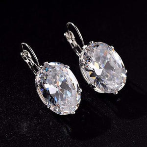 Silver Plated Zircon Hoop Earrings - SexyBling