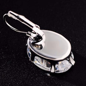 Silver Plated Zircon Hoop Earrings - SexyBling