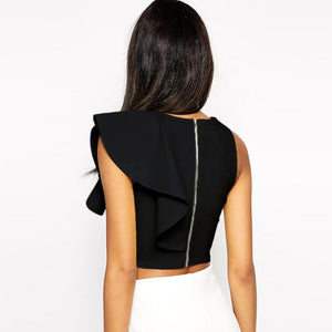 Hot One Shoulder Ruffle Crop Top - SexyBling