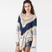 Load image into Gallery viewer, Multi-Thread Crochet Poncho Sweater - SexyBling
