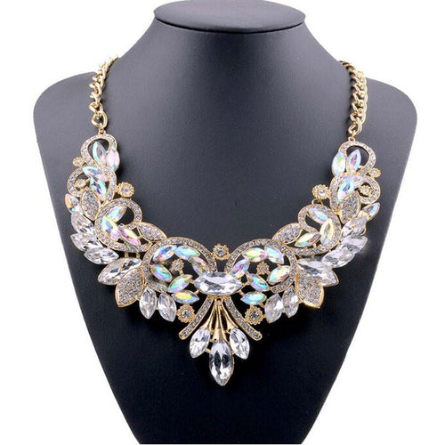 Multi-color Crystal Statement Necklace - SexyBling