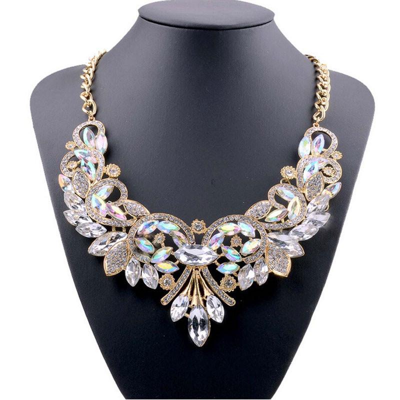 Multi-color Crystal Statement Necklace - SexyBling