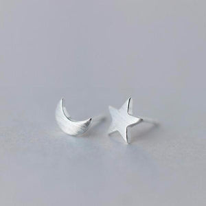 Silver Star and Moon Earrings - SexyBling