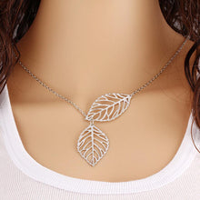 Load image into Gallery viewer, Punk Gold Silver Hollow Two Leaves Necklace - SexyBling